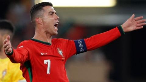 Portugal's Cristiano Ronaldo celebrates against Scotland