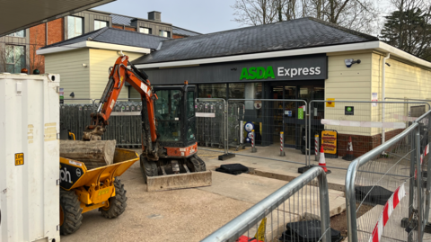 The garage at Bramley which is believed to be leaking petrol