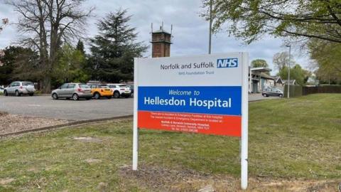 Hellesdon Hospital sign