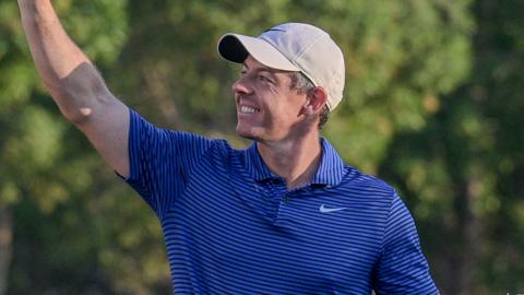 Rory McIlroy celebrates winning his sixth Race to Dubai