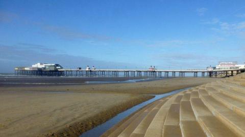 Steps leading to beach near Blackpool's North Pier