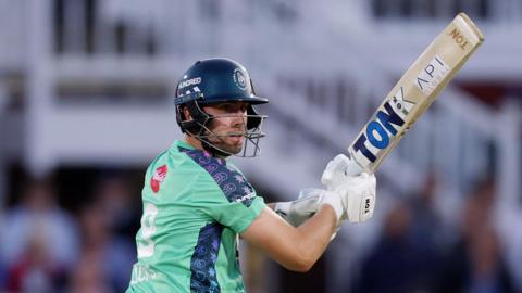 Oval Invincibles batter Will Jacks plays a shot