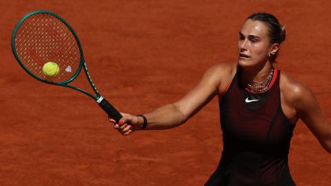 Aryna Sabalenka hits a forehand