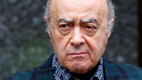 Al Fayed looks away from camera in a close up portrait, taken in London in 2008