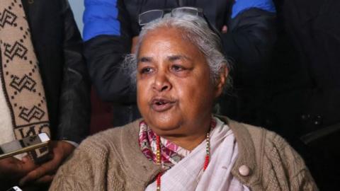 Sushila Karki speaks to reporters. Photo: January 2019