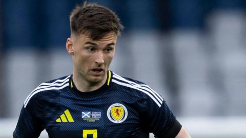 Kieran Tierney playing for Scotland