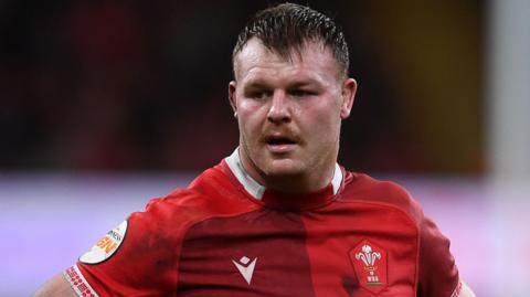 Dewi Lake takes a breather in a Wales game