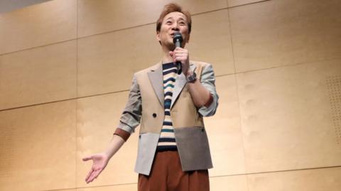 This photo taken on February 2020 shows Masahiro Nakai, a former member of the J-Pop boy band sensation SMAP and a celebrity television host, speaking in Tokyo.