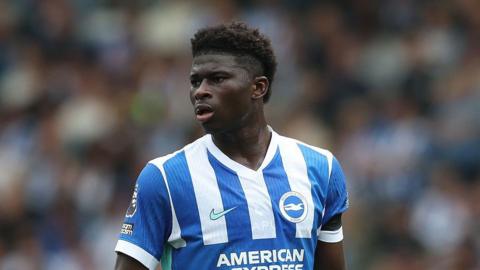 Carlos Baleba in action for Brighton against Fulham