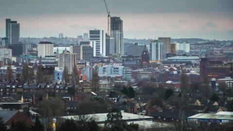 An aerial view of Leeds city centre