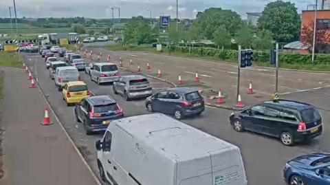 Traffic at roundabout