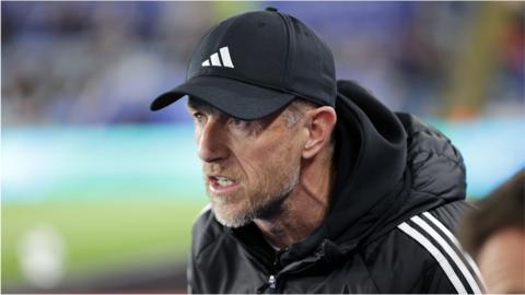 Leicester City manager Gary Rowett looks on