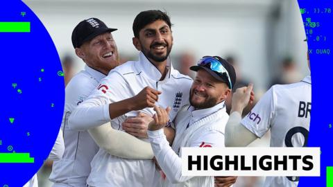 Shoaib Bashir, Ben Stokes and Ben Duckett celebrate