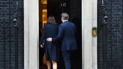 David and Samantha Cameron entering Downing Street