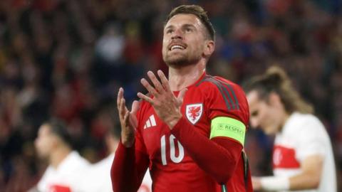 Aaron Ramsey in action for Wales against Turkey