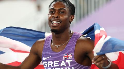 Jeremiah Azu with the British flag