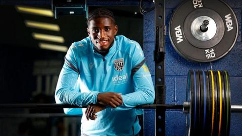 New West Brom arrival Sam Iling-Junior poses in the club gym