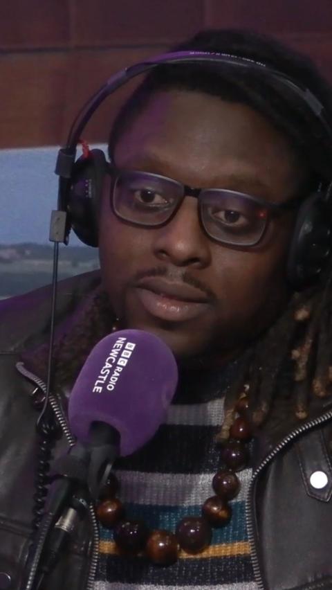 Litter picker Korey Bonnett in the BBC Radio Newcastle studio.