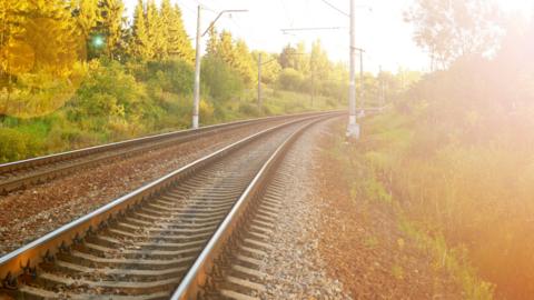 Railway tracks in the sun