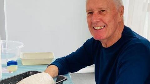 Sir Geoff Hurst during a hand casting session