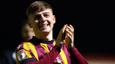 Bobby Pointon applauds Bradford City fans