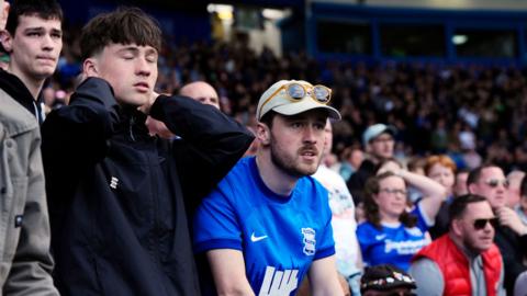 Birmingham fans watch anxiously against Norwich