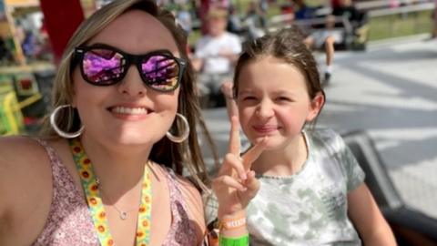 Sarah Morgan with her 11-year-old daughter Isla, who is autistic