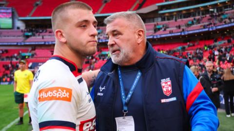 Mikey Lewis and Shaun Wane look downbeat after England's defeat