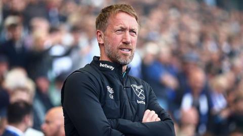 West Ham manager Graham Potter during his side's 3-2 defeat by Brighton on 26 April