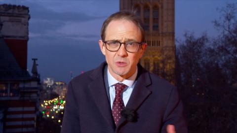 Chris Mason wearing a spotty tie outside Westminster