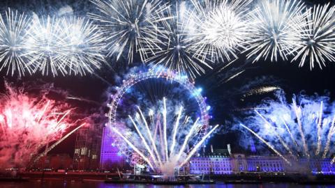 Fireworks go off in central London