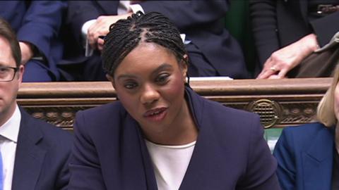 Kemi Badenoch speaking during Prime Minister's Questions