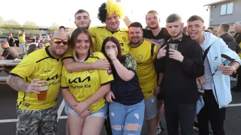Burton Albion fans outside the Pirelli Stadium