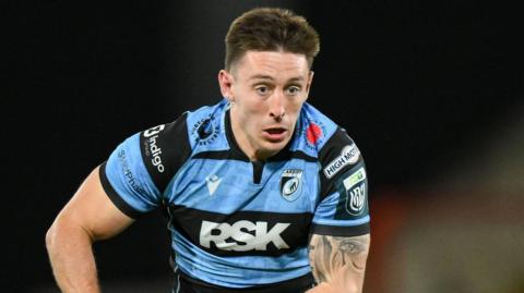 Josh Adams on the attack for Cardiff at Munster in the United Rugby Championship
