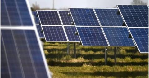 Solar panels in a field