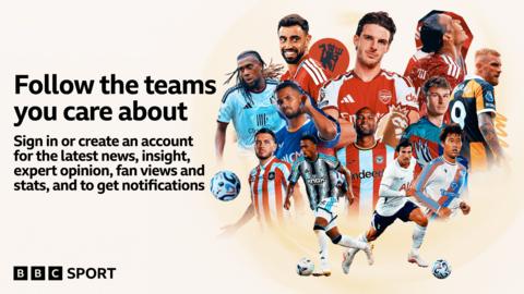 A graphic of several Premier League players from different clubs, alongside the text: "Follow the teams you care about. Sign in or create an account for the latest news, insight, expert opinion, fan views and stats, and to get notifications."