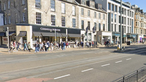 A general view of Princes Street at the junction of Frederick Street in the sunshine