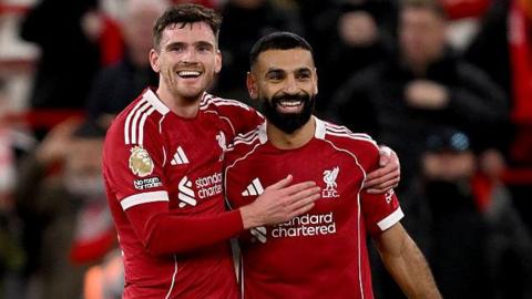 Mohamed Salah and Andy Robertson