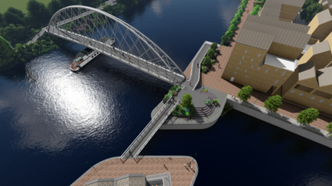 An artist's impression of the new pedestrian and cycle bridge