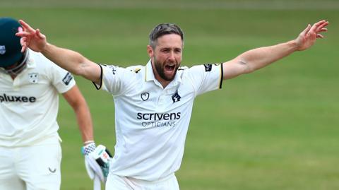 Chris Woakes celebrating a wicket