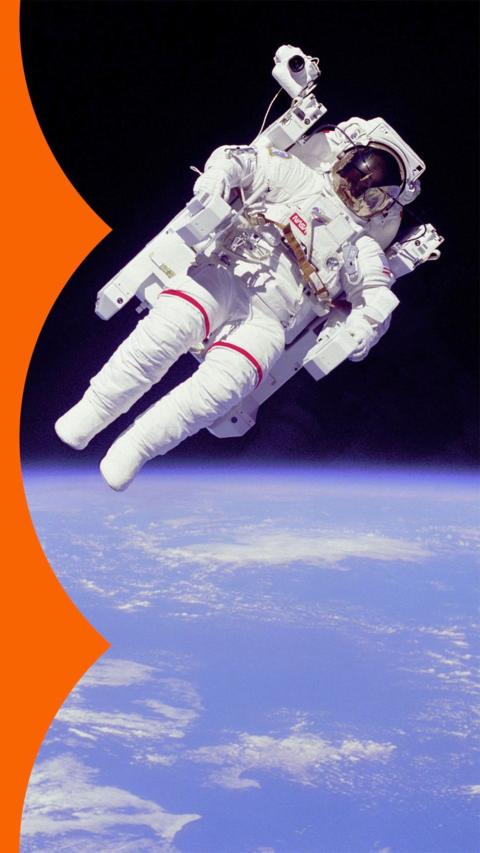 Astronaut floating in space
