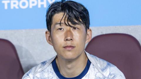 Son Heung-min watches on during Tottenham's pre-season victory over Arsenal 