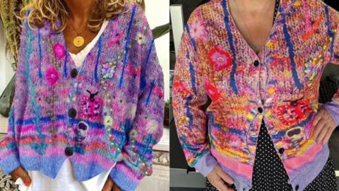 Comparison of mail order fraud cardigan 