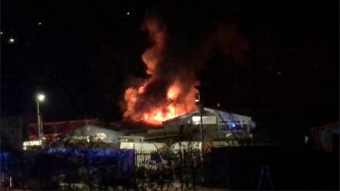 The industrial unit well ablaze