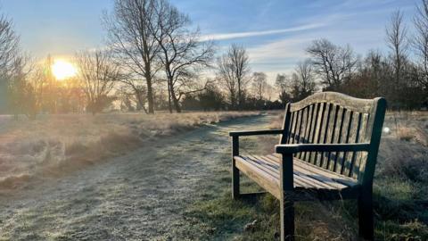 Icy scene in Waldringfield, Suffolk