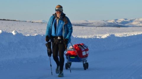 Paul Fosh dragging his sledge