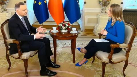 President Duda with Laura Kuenssberg