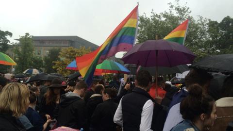 People gathering in Edinburgh