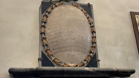 Thomas Corker memorial in Falmouth church