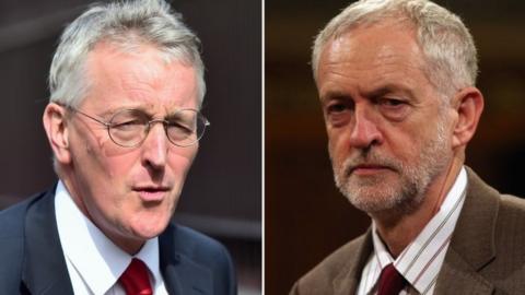 Hilary Benn (l) and Jeremy Corbyn (r)